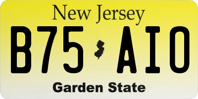 NJ license plate B75AIO