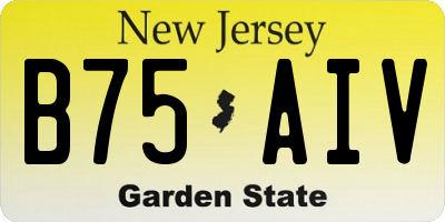 NJ license plate B75AIV