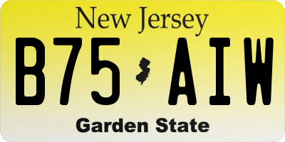 NJ license plate B75AIW