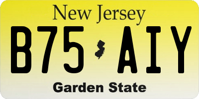 NJ license plate B75AIY