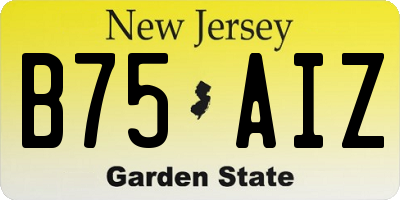 NJ license plate B75AIZ
