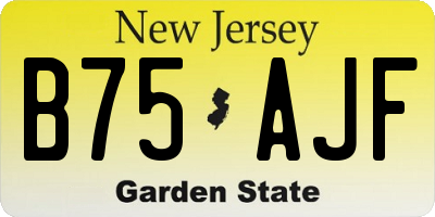 NJ license plate B75AJF