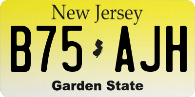 NJ license plate B75AJH
