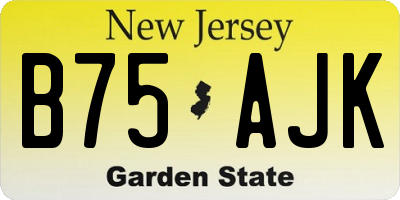 NJ license plate B75AJK