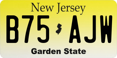 NJ license plate B75AJW