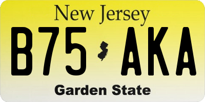 NJ license plate B75AKA