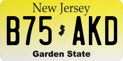 NJ license plate B75AKD
