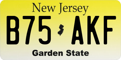 NJ license plate B75AKF