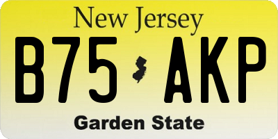 NJ license plate B75AKP