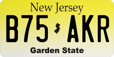NJ license plate B75AKR