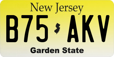 NJ license plate B75AKV