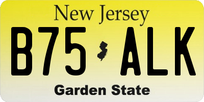 NJ license plate B75ALK