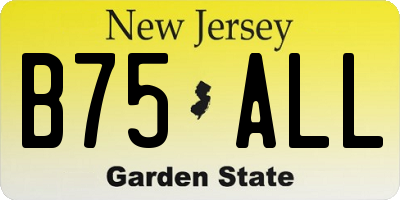 NJ license plate B75ALL