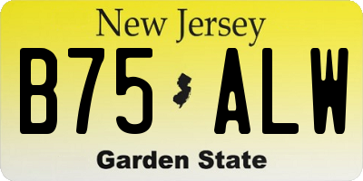 NJ license plate B75ALW