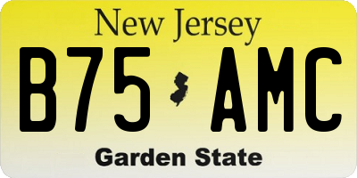 NJ license plate B75AMC