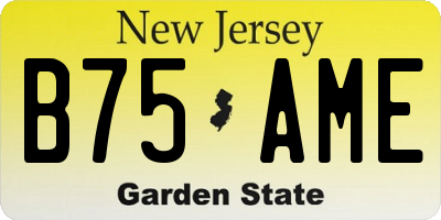 NJ license plate B75AME