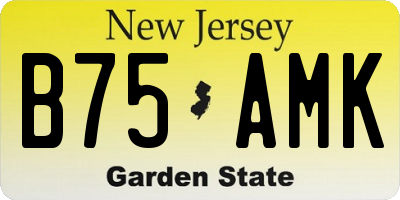 NJ license plate B75AMK
