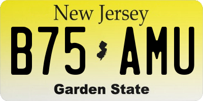 NJ license plate B75AMU