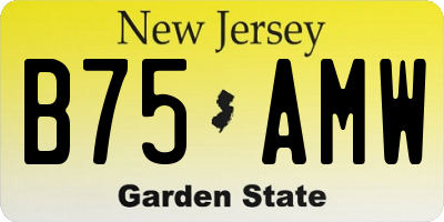 NJ license plate B75AMW