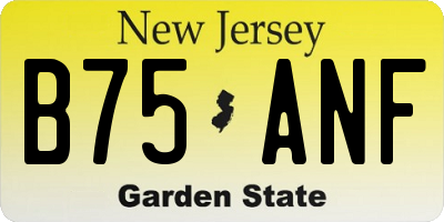 NJ license plate B75ANF