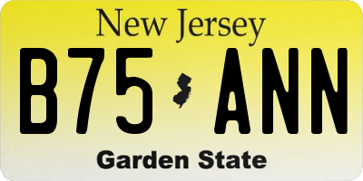 NJ license plate B75ANN