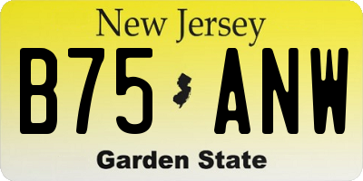 NJ license plate B75ANW