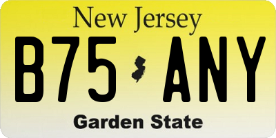 NJ license plate B75ANY