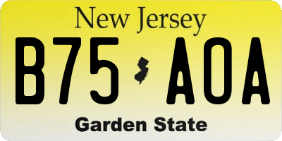 NJ license plate B75AOA