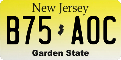 NJ license plate B75AOC