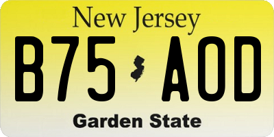 NJ license plate B75AOD