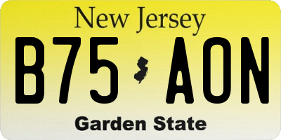 NJ license plate B75AON