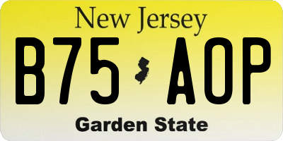 NJ license plate B75AOP
