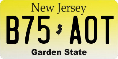 NJ license plate B75AOT
