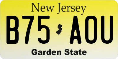NJ license plate B75AOU