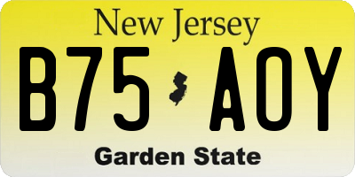 NJ license plate B75AOY