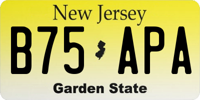 NJ license plate B75APA