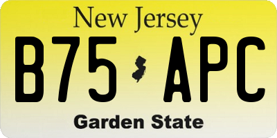 NJ license plate B75APC