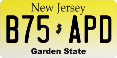 NJ license plate B75APD