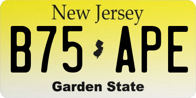 NJ license plate B75APE