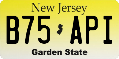 NJ license plate B75API