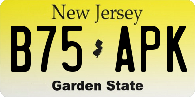 NJ license plate B75APK