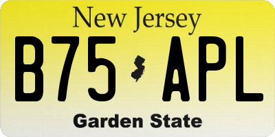 NJ license plate B75APL