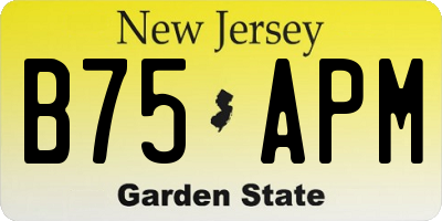 NJ license plate B75APM