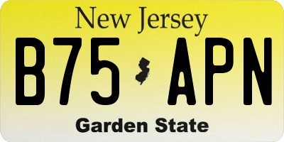 NJ license plate B75APN