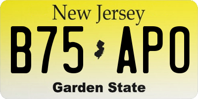 NJ license plate B75APO