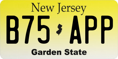 NJ license plate B75APP