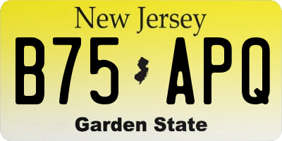 NJ license plate B75APQ