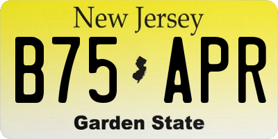 NJ license plate B75APR