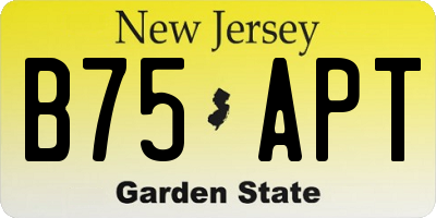 NJ license plate B75APT