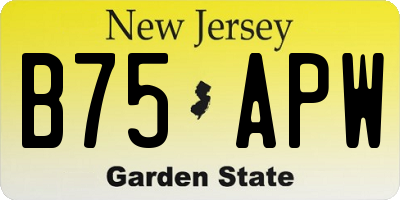 NJ license plate B75APW